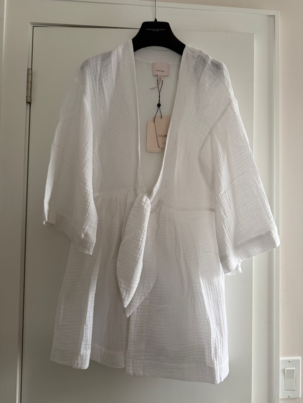 Cinq a sept Ralpha White Gauze Tie-Front Kimono Jacket top